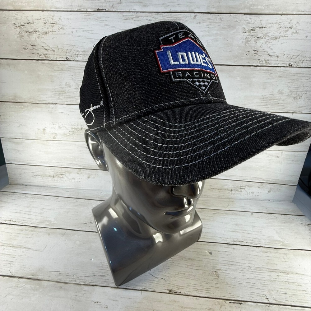 Chase Authentics Jimmie Johnson 48‎ Team Lowes Racing Hat Black Denim NASCAR Cap